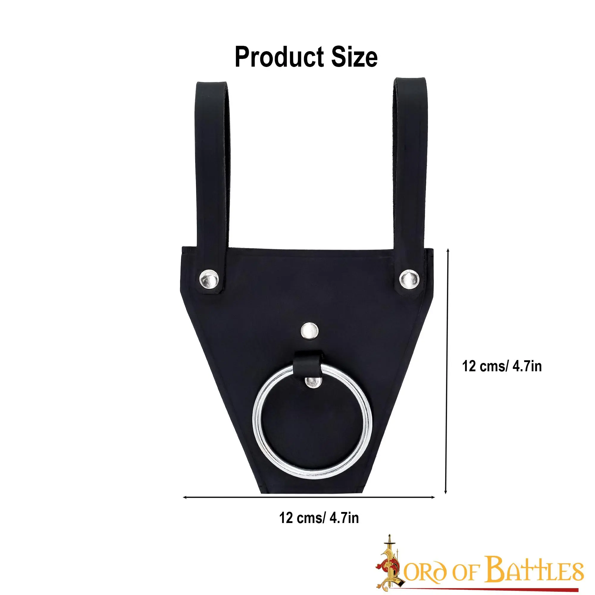 Black Genuine Leather Frog With Steel Ring - Image 3
