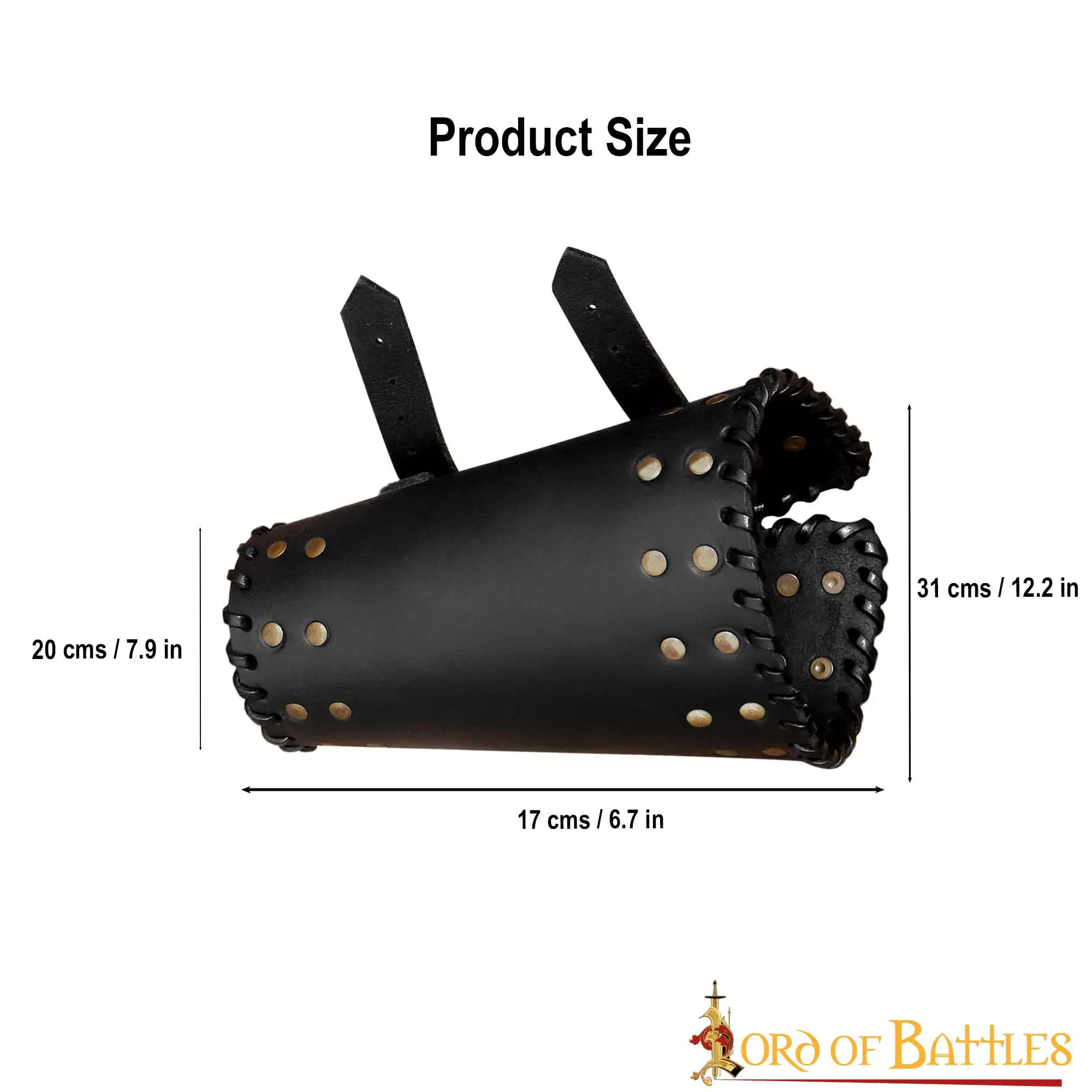 Medieval Studded Authentic Handcrafted Leather Bracers - Image 3