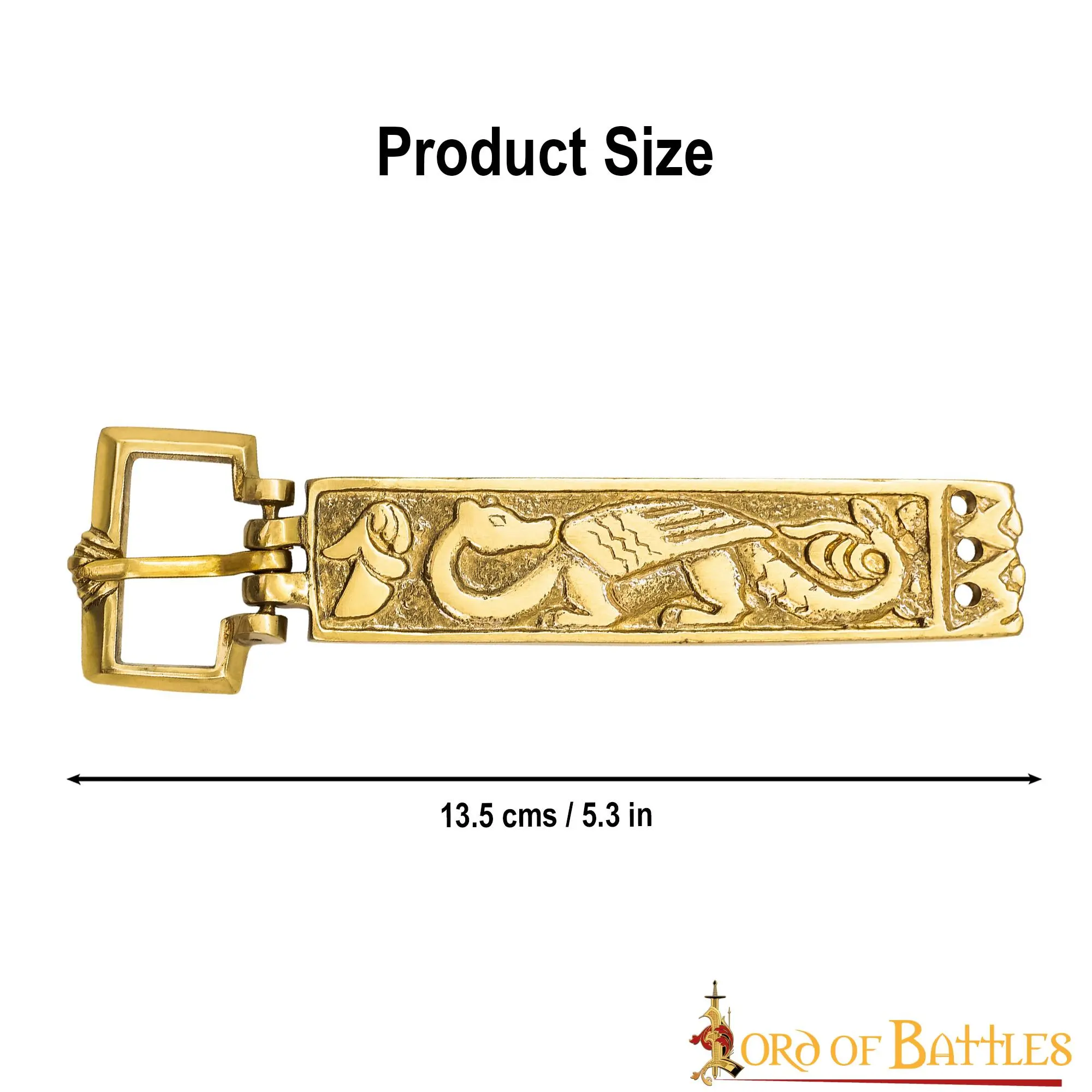 Ornate Viking Pure Solid Brass Belt Buckle Functional Accessory - Image 3