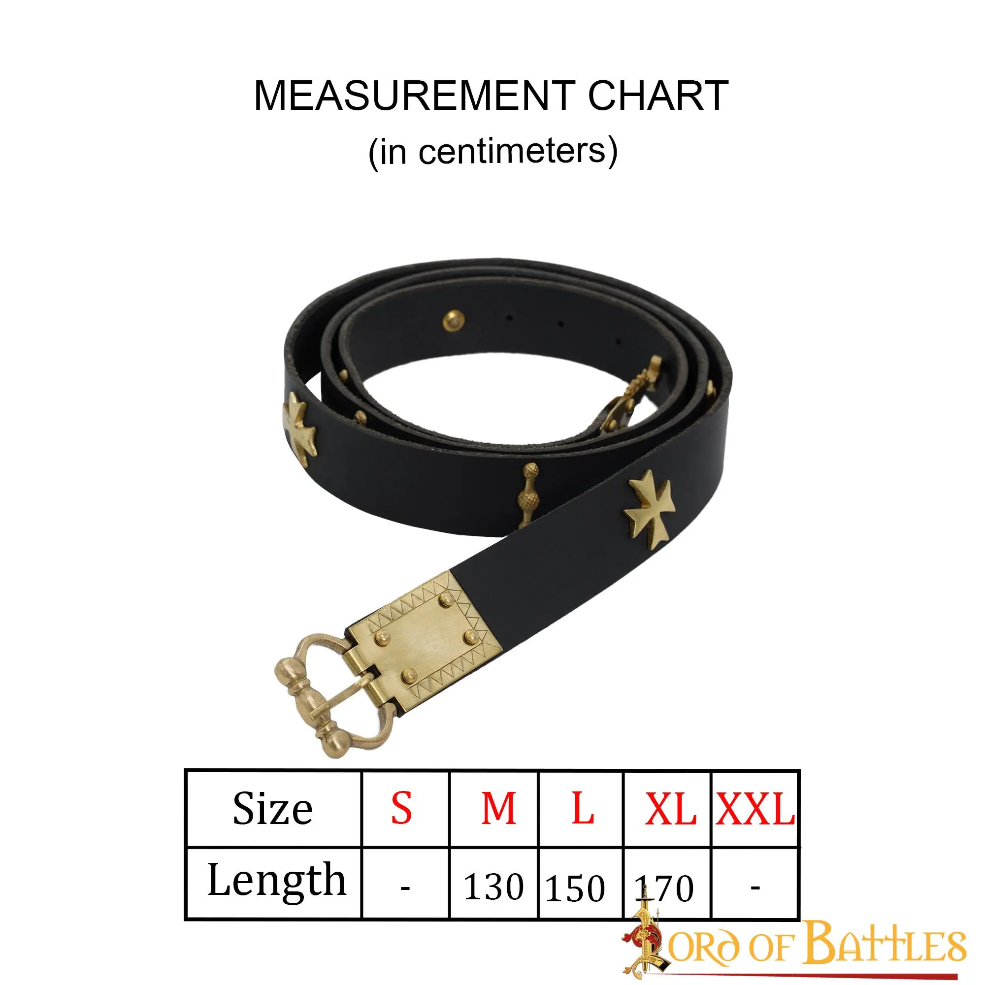 Medieval Leather Belt With Pure Brass Details - Image 3