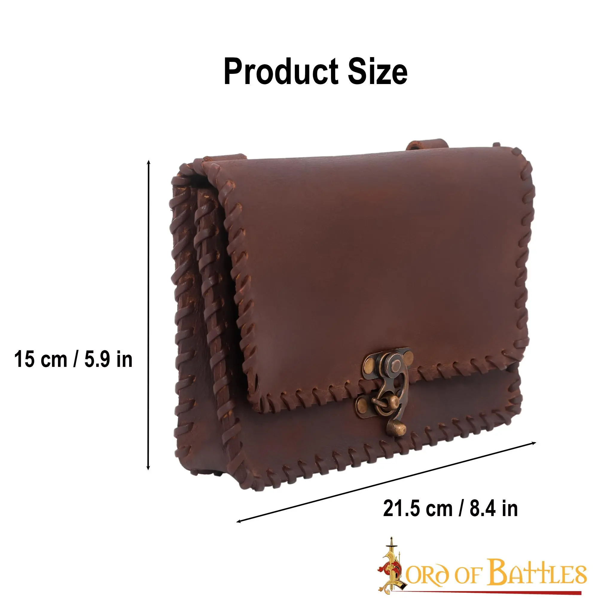 Medieval Quester Belt Bag With Antique Brass Lock - Image 3