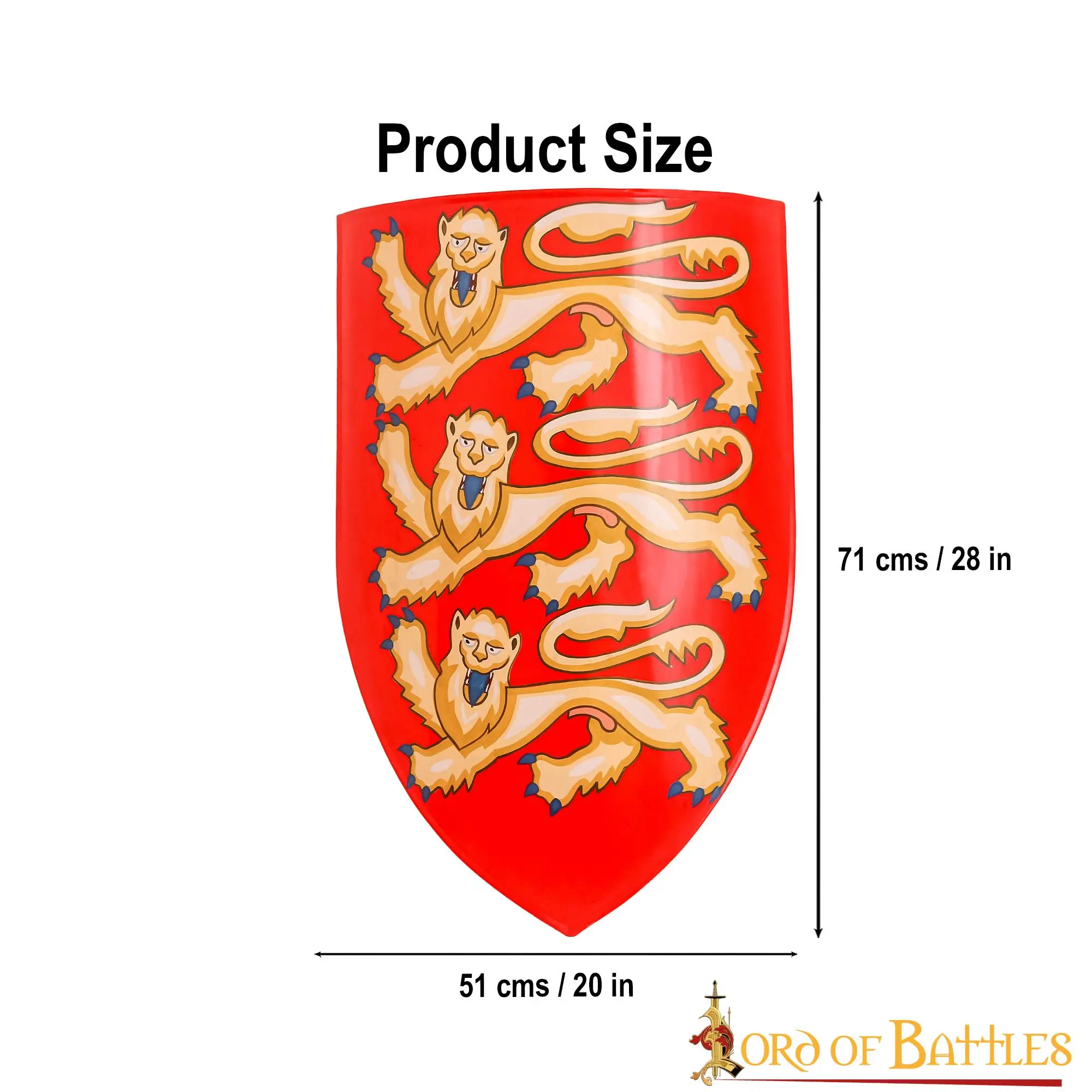 King Richard The Lionheart Decorative Steel Shield Royal Coat Of Arms - Image 3