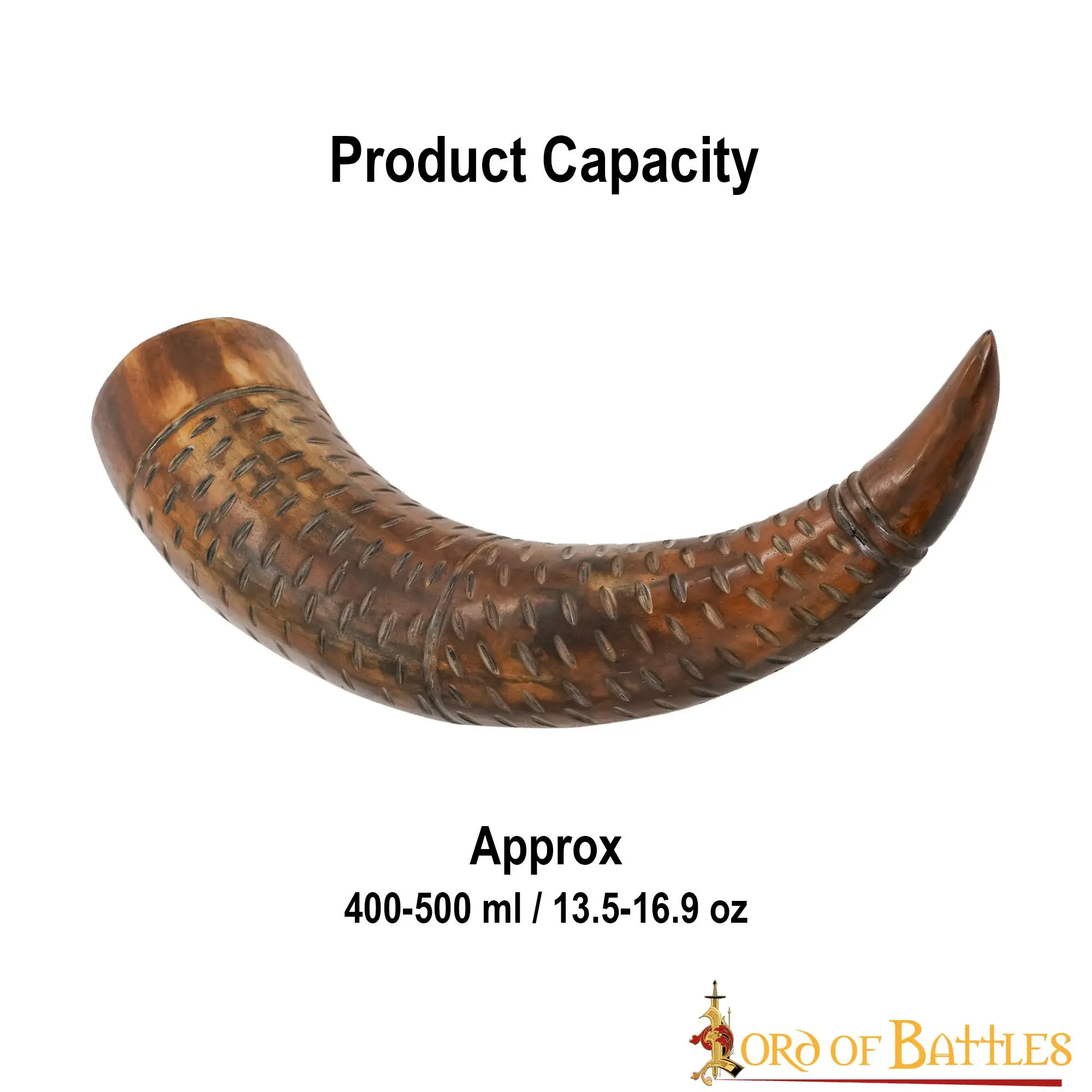 Medieval Viking Drinking Horn With Engraved Specs Handcrafted Genuine Ox Horn - Image 3
