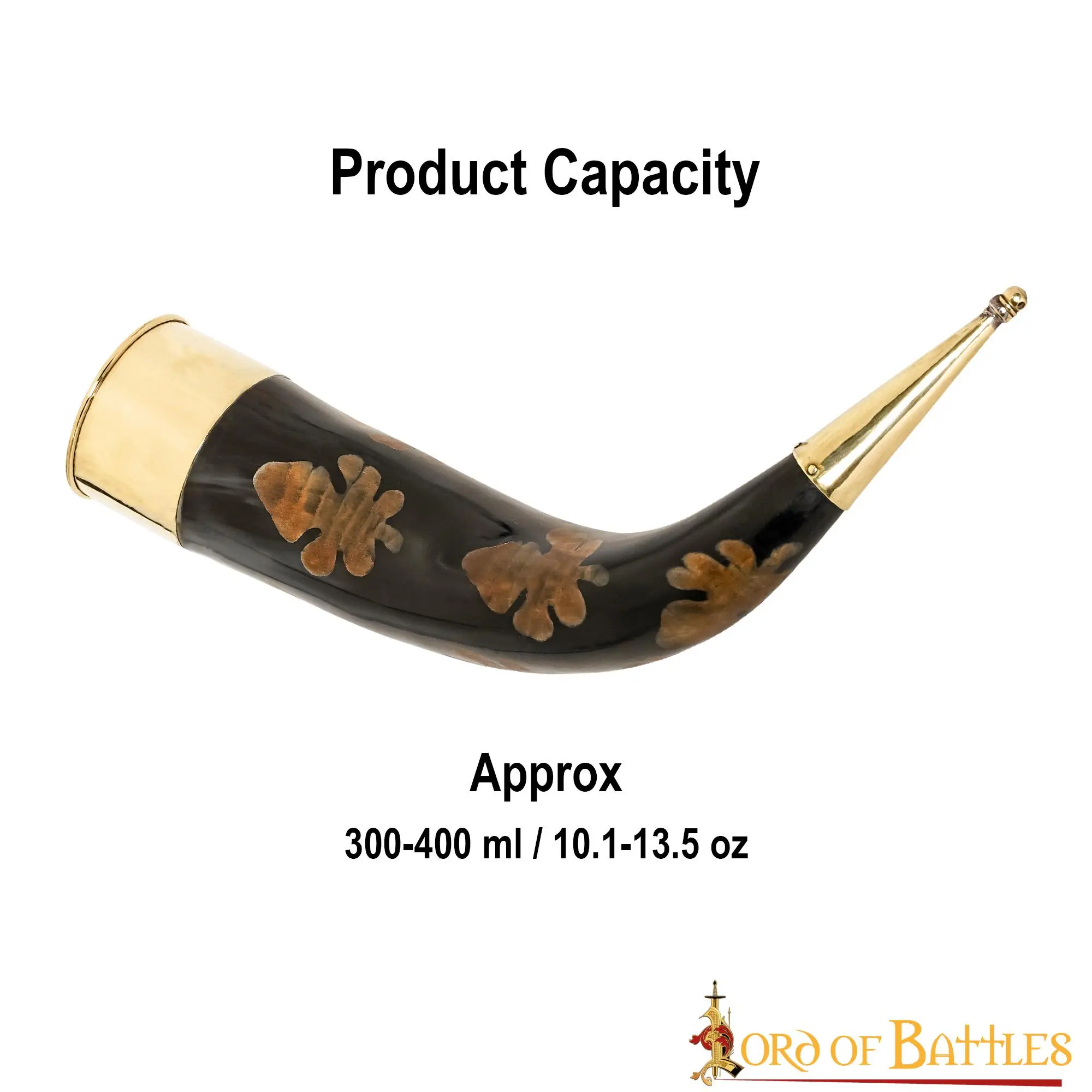 Drinking Horn With Charred Specks And Brass Fittings Handcrafted Genuine Ox Horn - Image 3