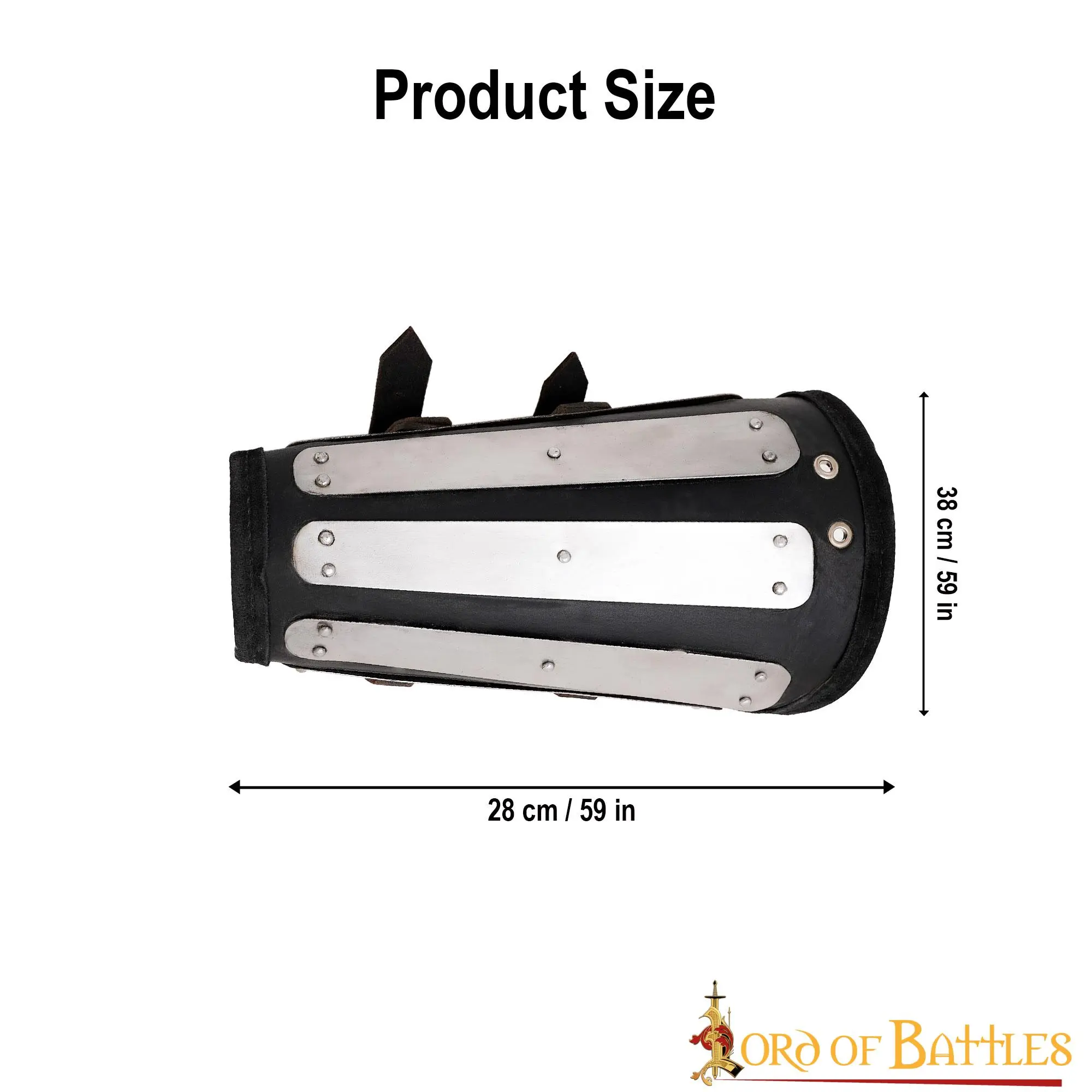 Genuine Leather Bracers With Splinted Metal Plates Arms Armor - Image 3