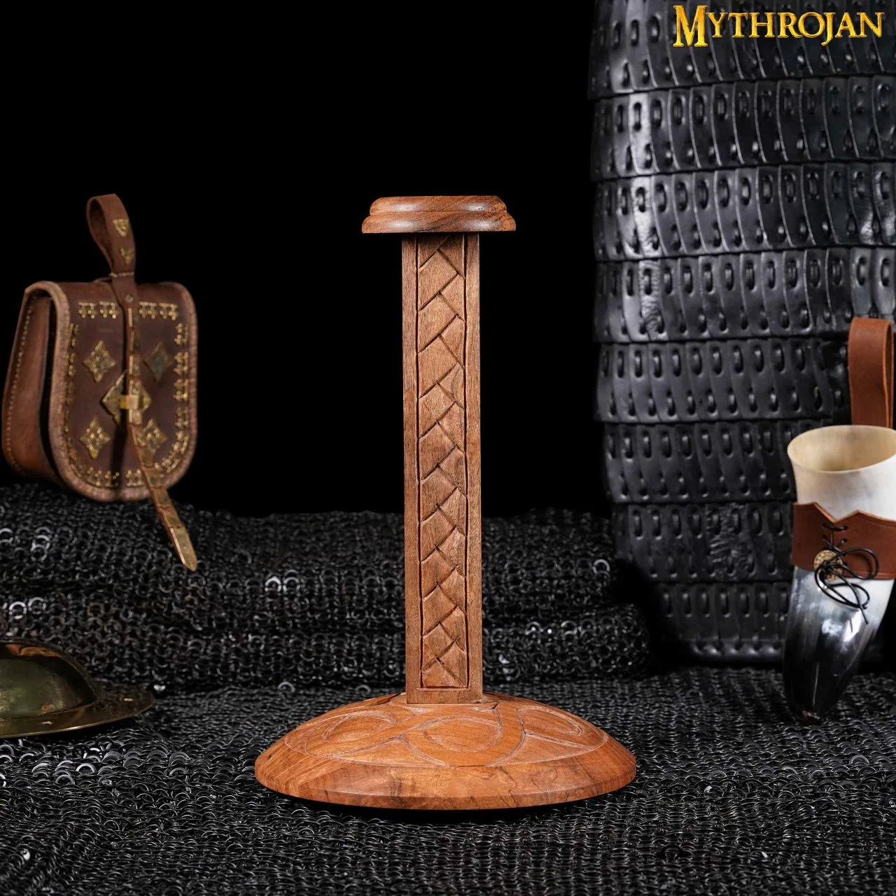 Mythrojan Wooden Helmet Stand: Height : 15″ - Image 6
