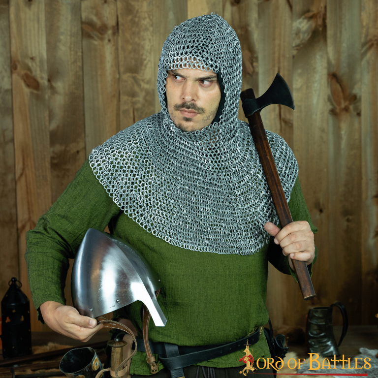 Chainmail Coif Alternating Aluminium Round Rings Dome Riveted - Image 6