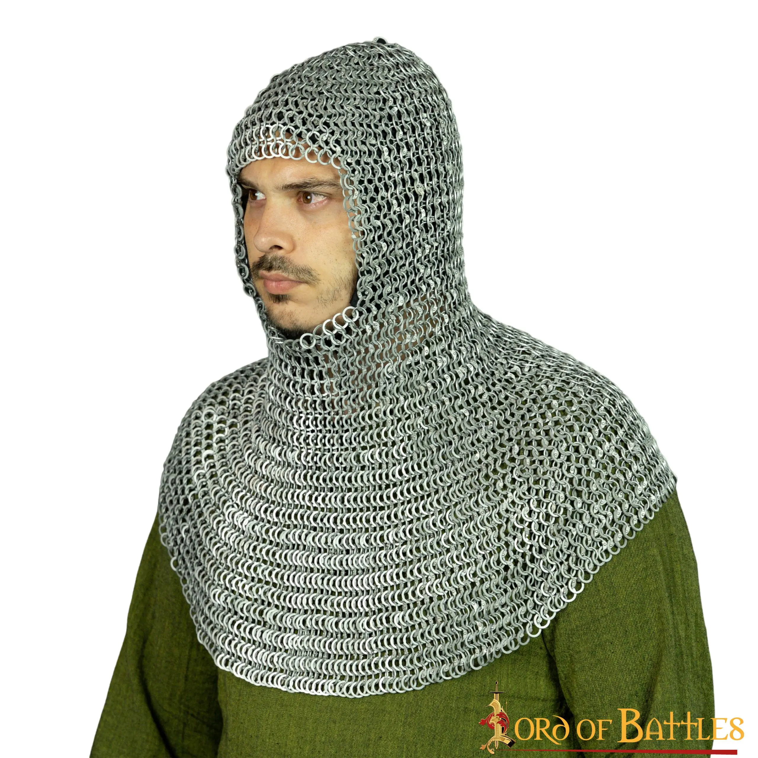 Chainmail Coif Alternating Aluminium Round Rings Dome Riveted - Image 2