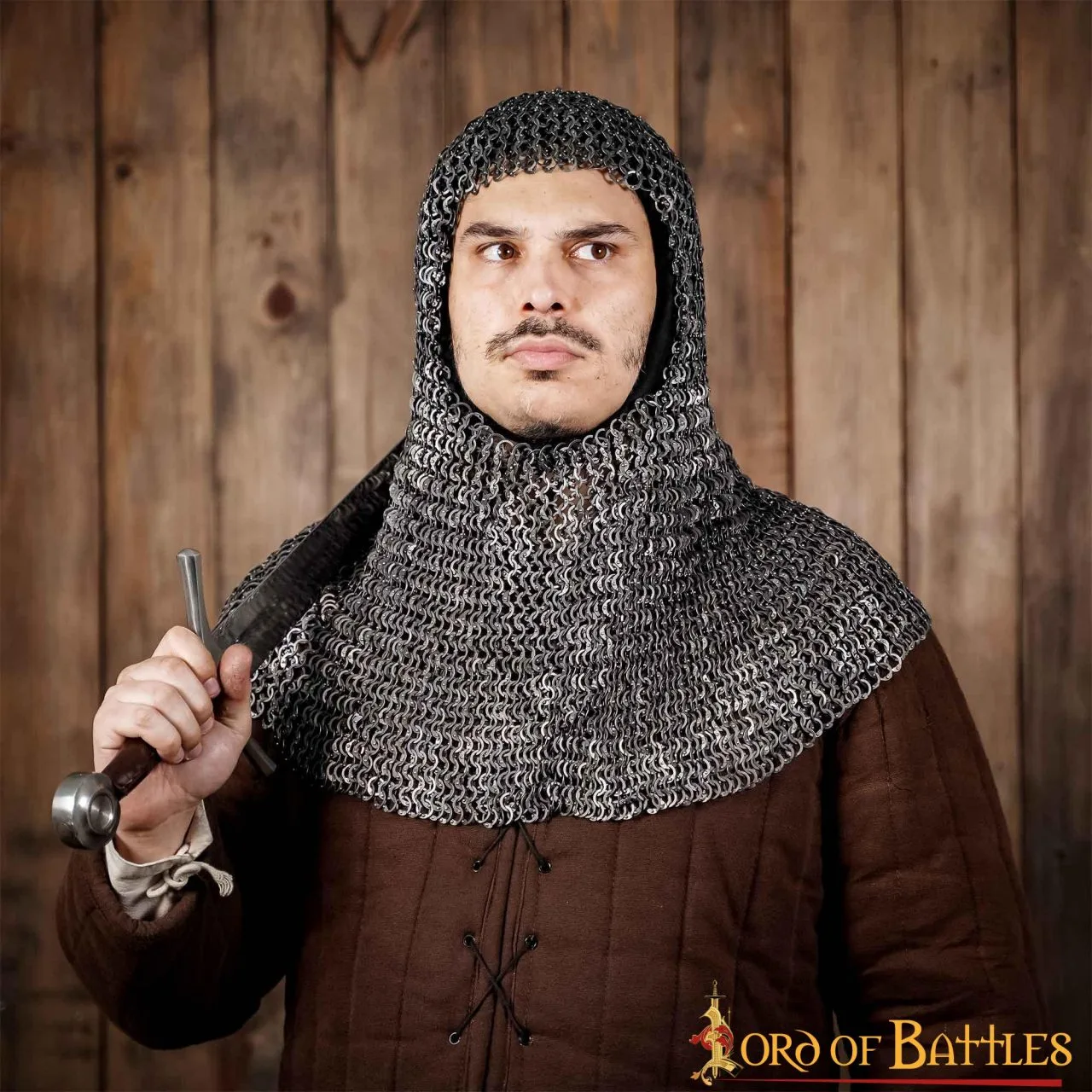 Flat Ring Chainmail Classic Coif, Riveted, ID 9 Mm, Natural - Image 4