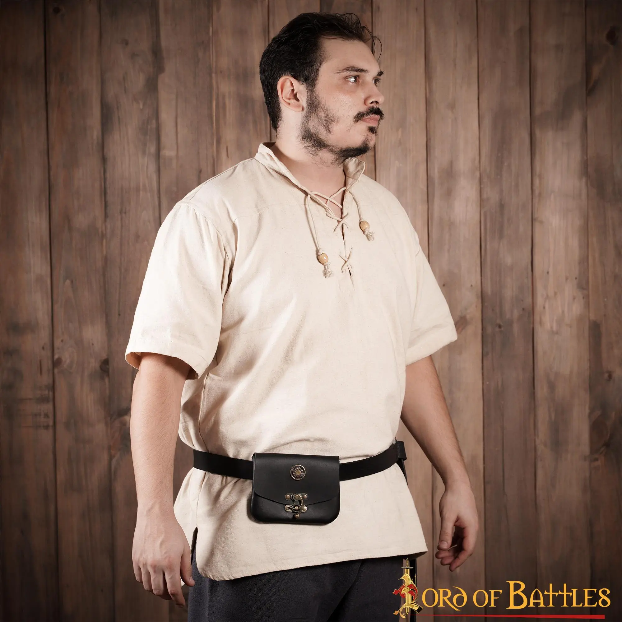 Medieval Quester’s Leather Belt Pouch With Antiqued Brass Closure - Image 6