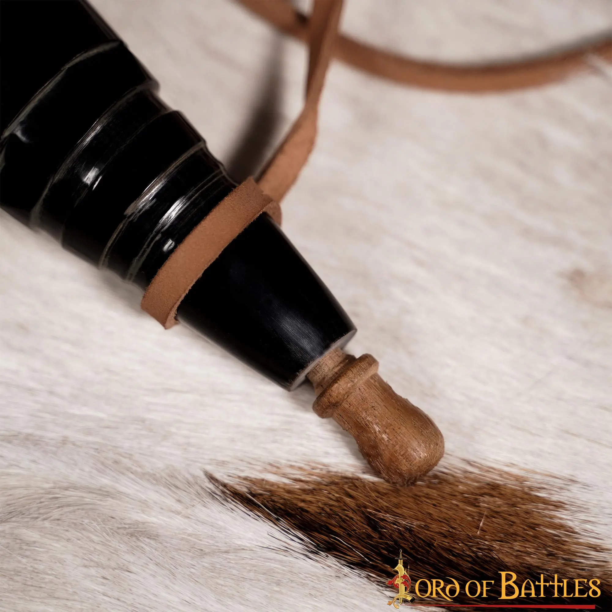 Viking Warrior Gun Powder Horn Functional Genuine Horn Accessory - Image 6