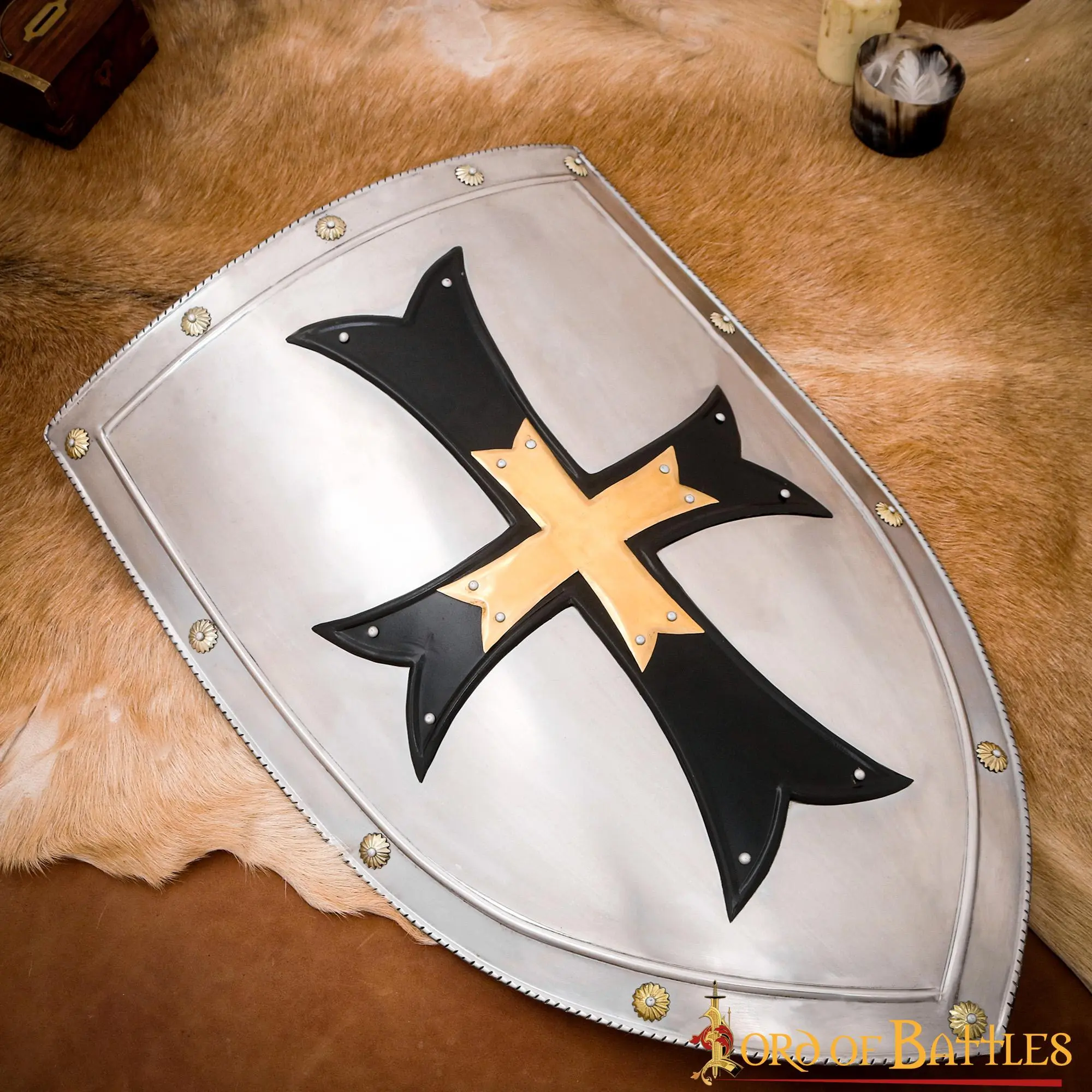 Fantasy Crusader Knight Steel Shield For Décor And Reenactments - Image 6