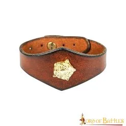 Handcrafted Leather Wrist Band With Tudor Rose Adornment