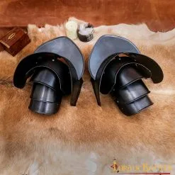 Fantasy Black Pauldrons With Blade Breakers 18 Gauge