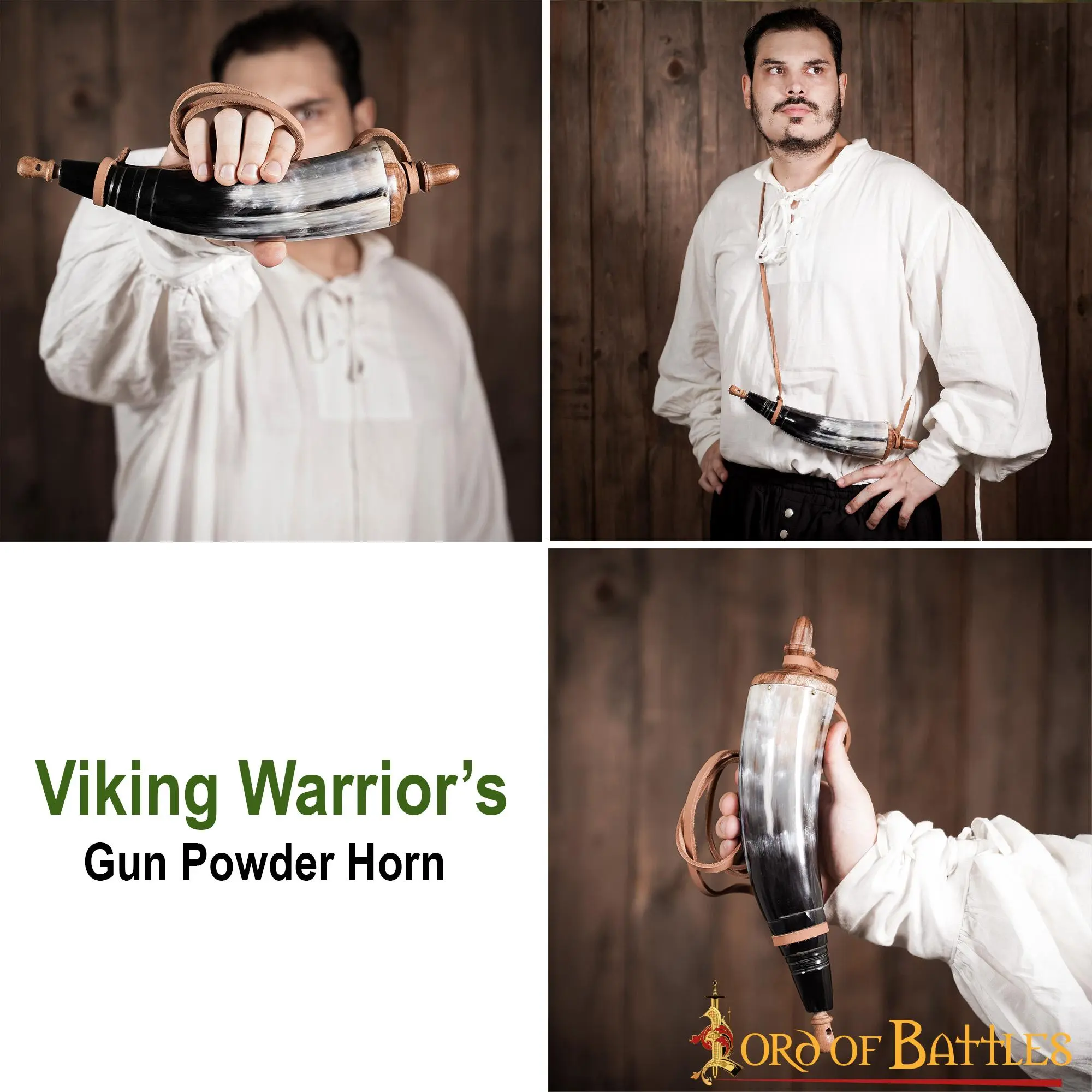 Viking Warrior Gun Powder Horn Functional Genuine Horn Accessory - Image 5