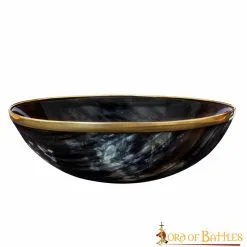 Medieval Genuine Horn Bowl With Solid Brass Rim