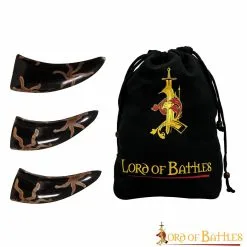 Drinking Horns Set Of 3 With Charred Designs Genuine Ox Horn