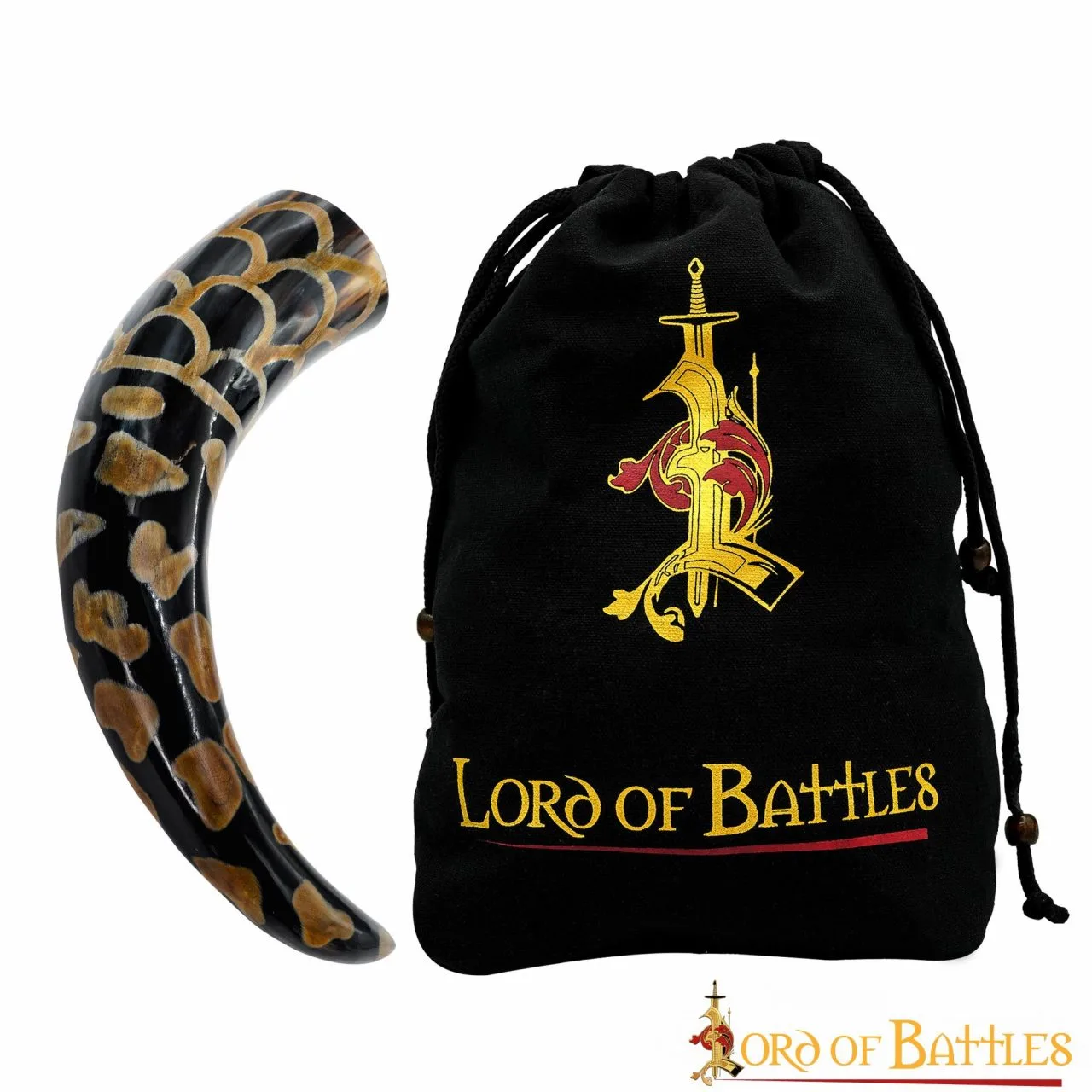 Medieval Viking Drinking Horn With Burnt Design Handcrafted Genuine Ox Horn