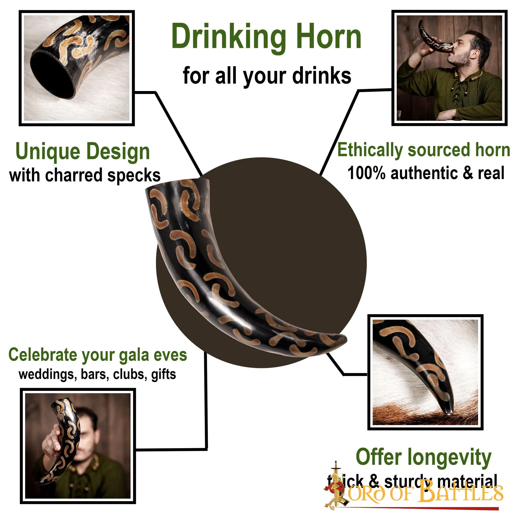 The Charred Crescents Drinking Horn Handcrafted From Genuine Ox Horn - Image 4