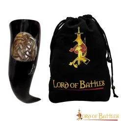 Drinking Horn With Engraved Celtic Knotwork Handcrafted Genuine Ox Horn