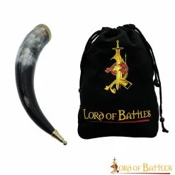 Medieval Viking Drinking Ox Horn With Pure Brass Fittings Genuine Ox Horn