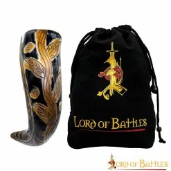 Medieval Viking Drinking Horn With Engraved Designs Handcrafted Genuine Ox Horn