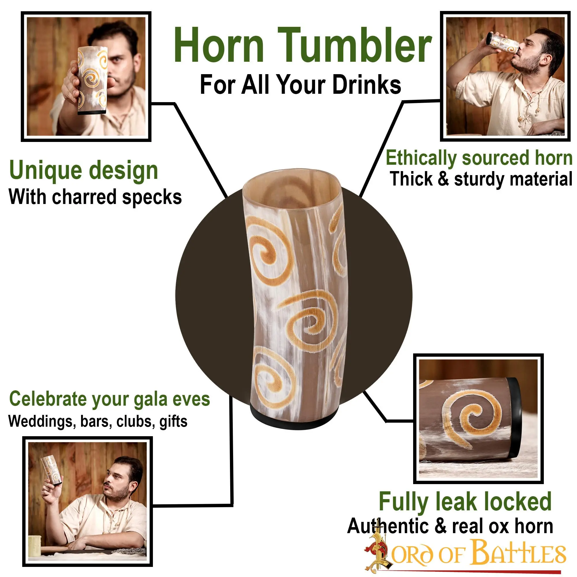 Medieval Viking Horn Tumbler Beer Mug Handcrafted Genuine Ox Horn - Image 4