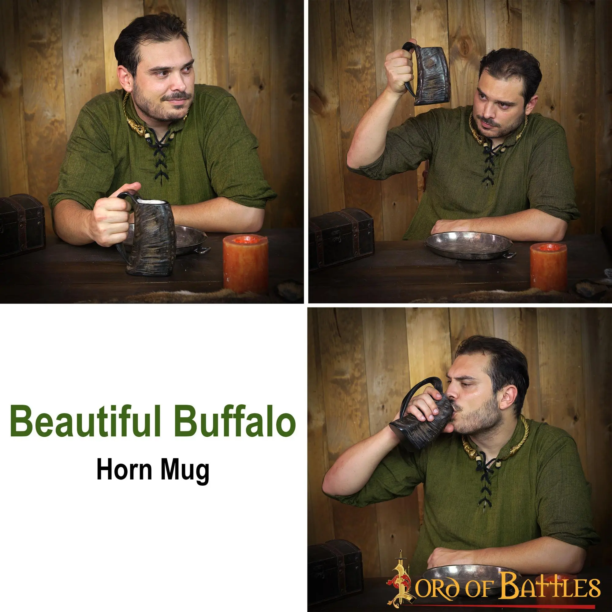 Medieval Viking Horn Tankard Beer Mug Handcrafted Genuine Buffalo Horn - Image 5