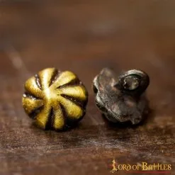 Classic Late Middle Age Antique Brass Fleur Buttons Apparel Accessory