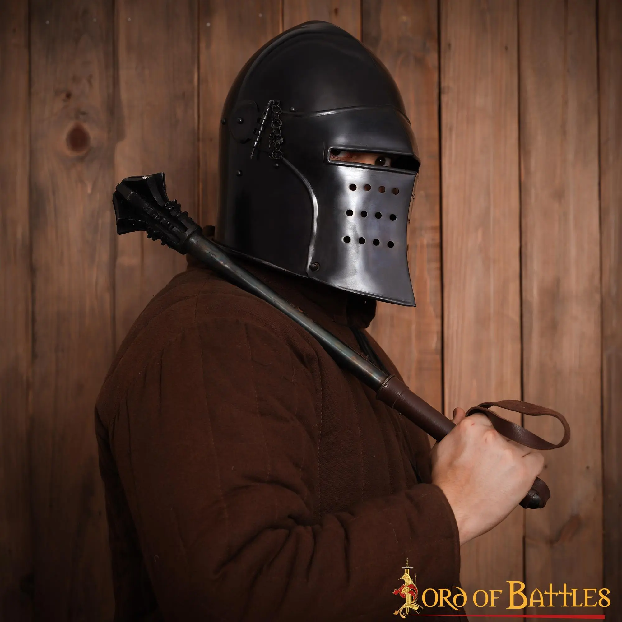 Black Knight Basinet Helmet With Detachable Visor And Leather Liner - Image 6