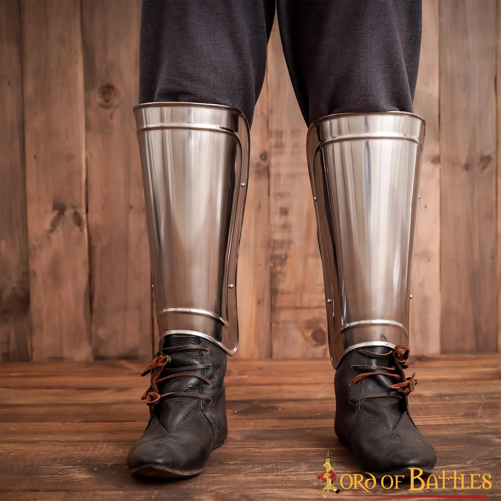 Medieval Fantasy Plain Greaves LARP Armor 18 Gauge