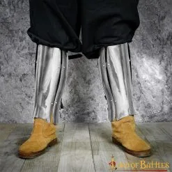 Medieval Three Plate Greaves Steel Leg Armor 16 Gauge