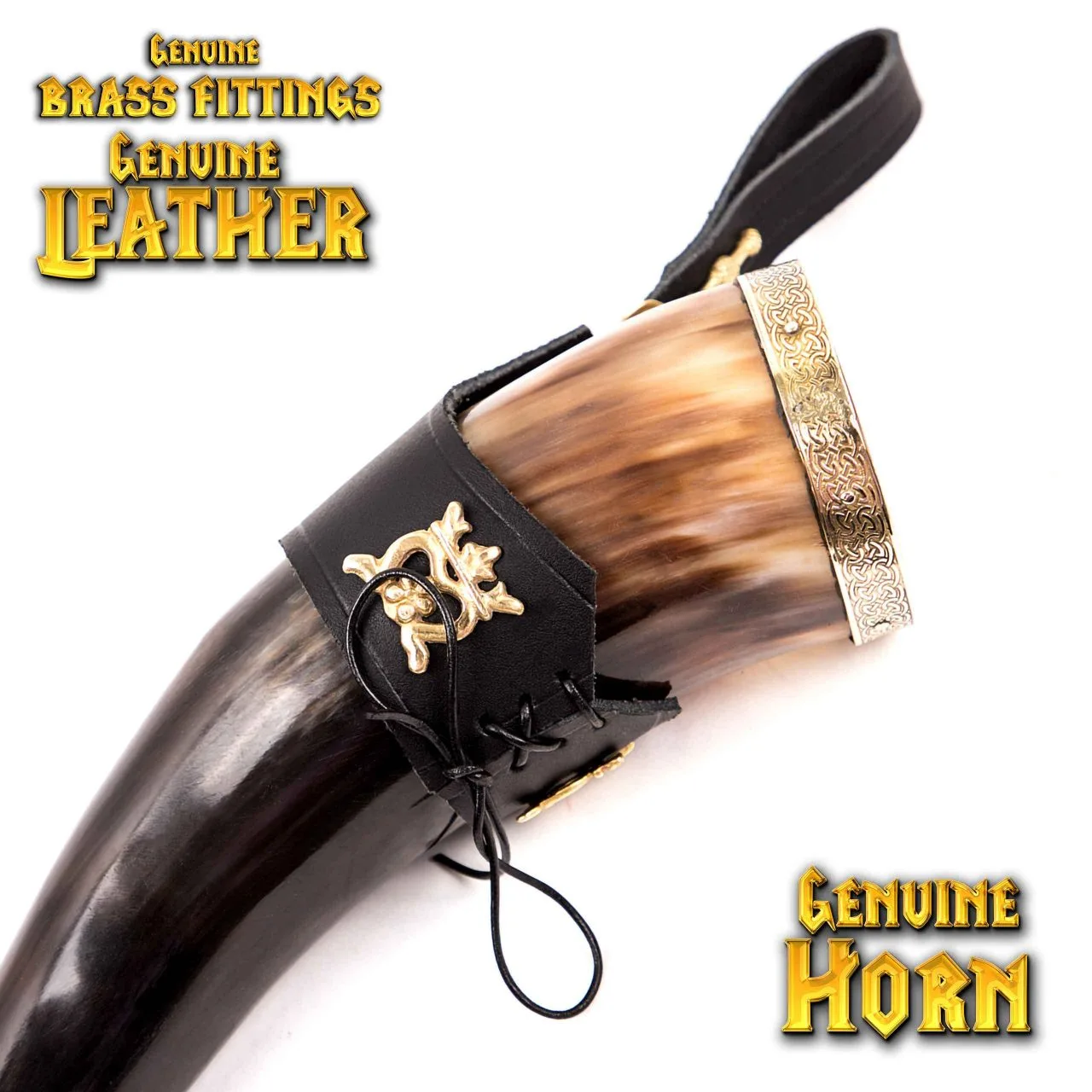 Mythrojan THE ELEGANT LADY Viking Drinking Horn With Black Leather Holder Authentic Medieval Inspired Viking Wine/Mead Mug – Polished Finish - Image 5