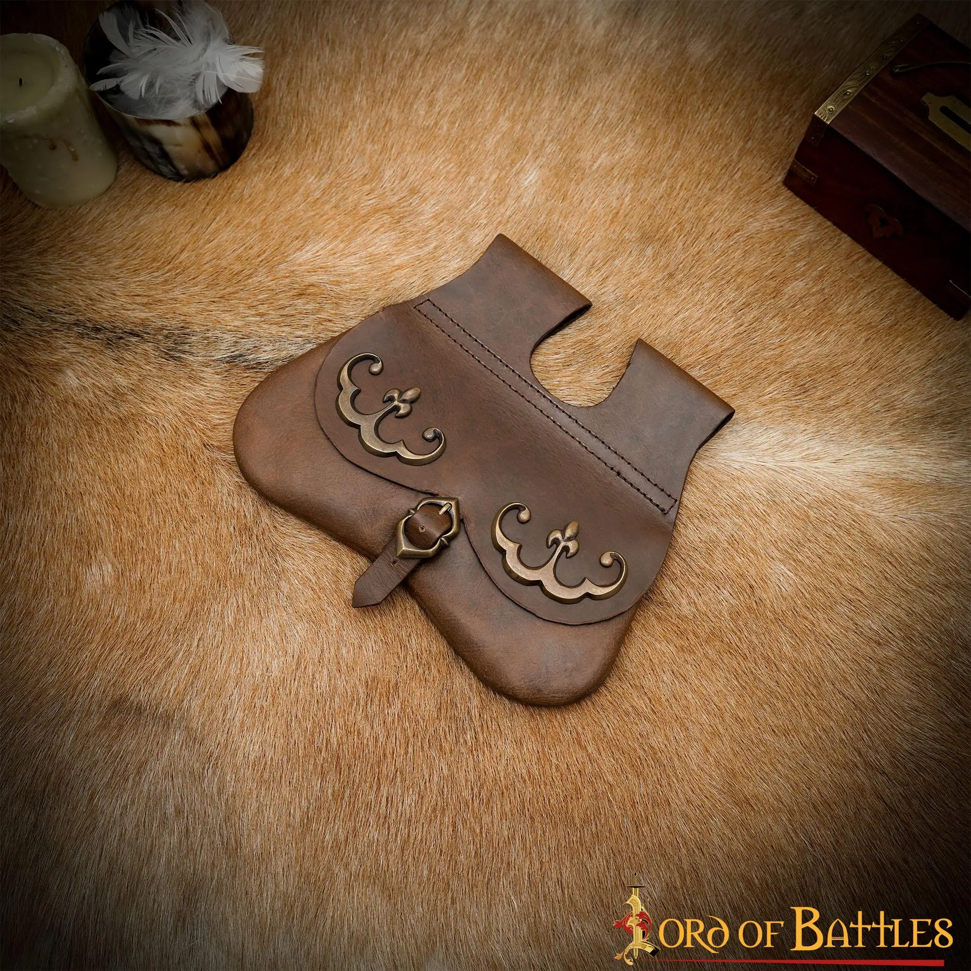 15th Century Pouch With Antique Brass Fleur De Lis Mounts - Image 6