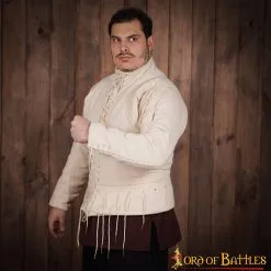 15th Century Ecru Arming Doublet With Pure Brass Aiglets