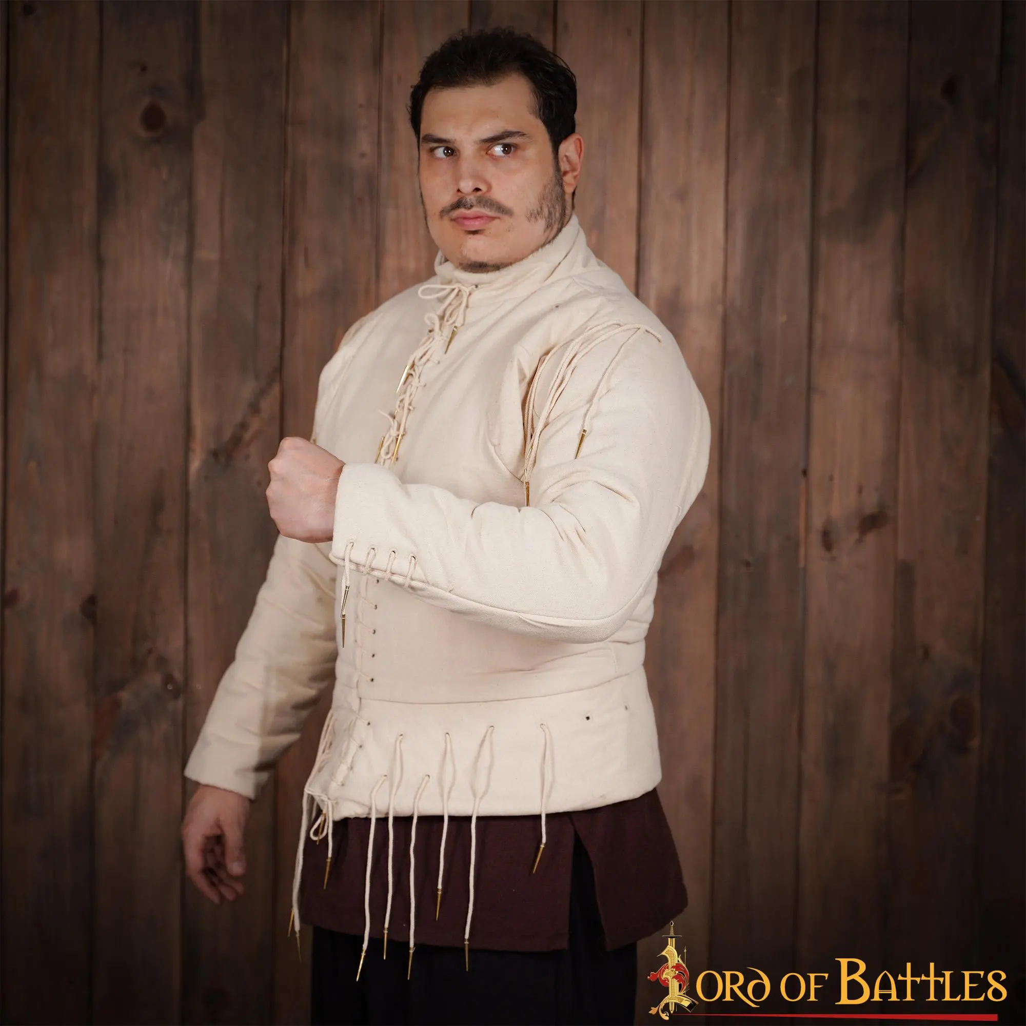 15th Century Ecru Arming Doublet With Pure Brass Aiglets