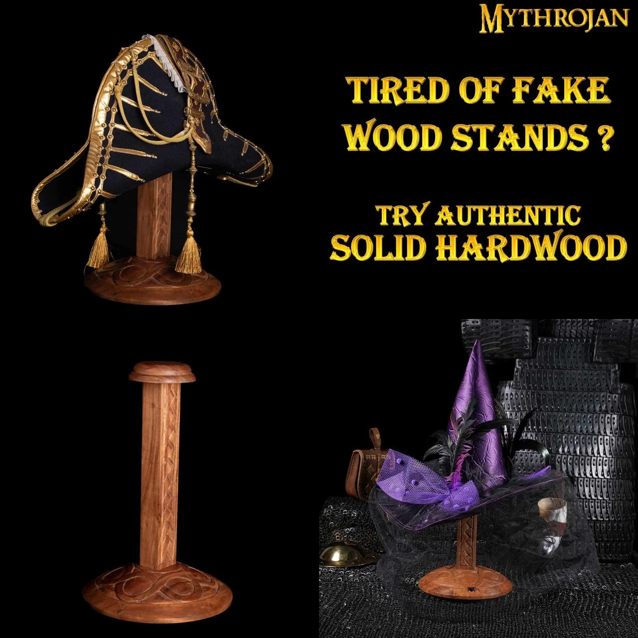 Mythrojan Wooden Helmet Stand: Height : 15″ - Image 5