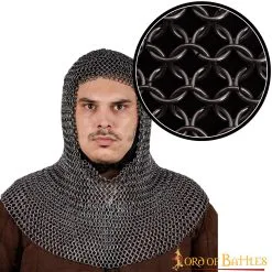 Round Ring Chainmail Classic Coif, Butted, ID 9 Mm, Spring Steel