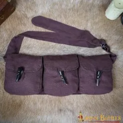 Medieval Triple Pouch Cotton Canvas Belt