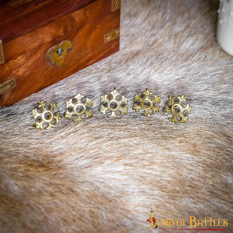 Fleur Rosette Belt Studs Or Conchos Pure Solid Brass Set Of 5 - Image 6