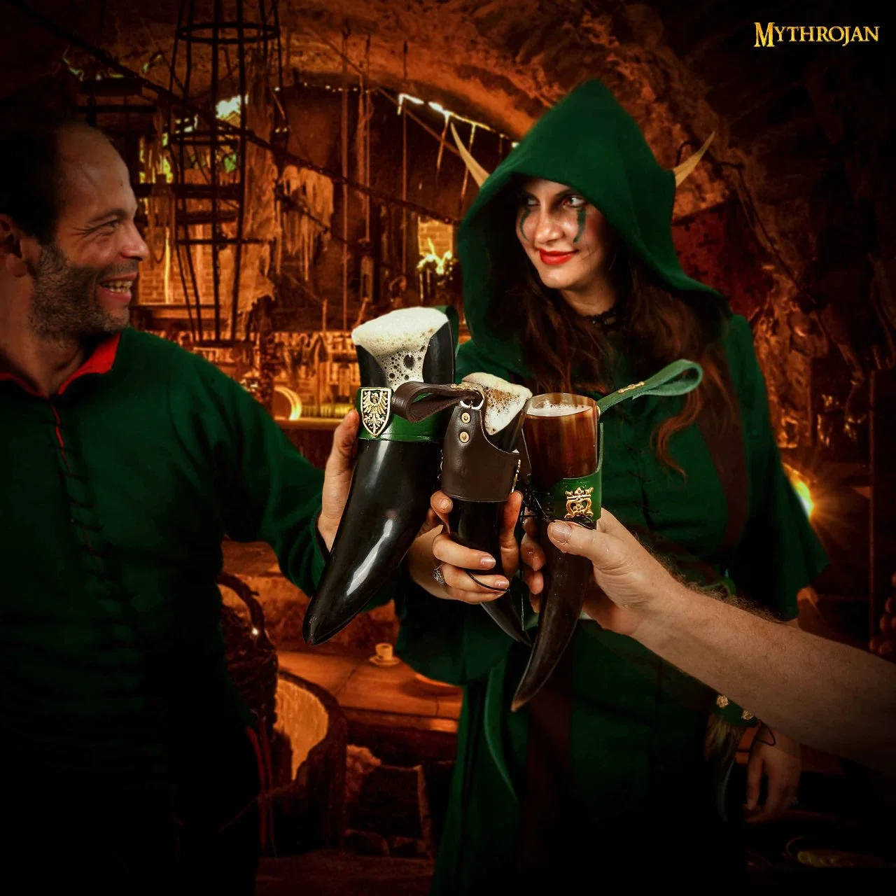 Mythrojan THE ELEGANT LADY Viking Drinking Horn With Black Leather Holder Authentic Medieval Inspired Viking Wine/Mead Mug – Polished Finish - Image 6