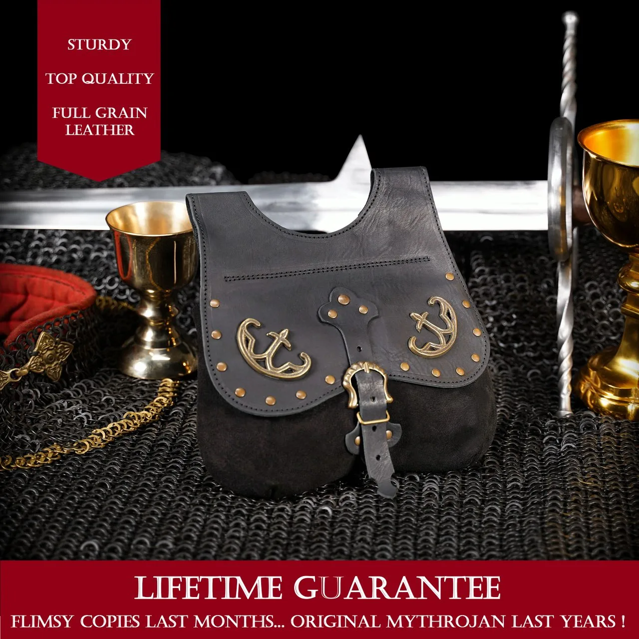 MYTHROJAN LATE MEDIEVAL KIDNEY POUCH Historical 14th-15th Century Bollock Purse 10”×10” - Image 6