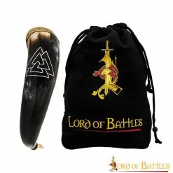 Medieval Viking Drinking Horn With Engraved Valknut Genuine Ox Horn