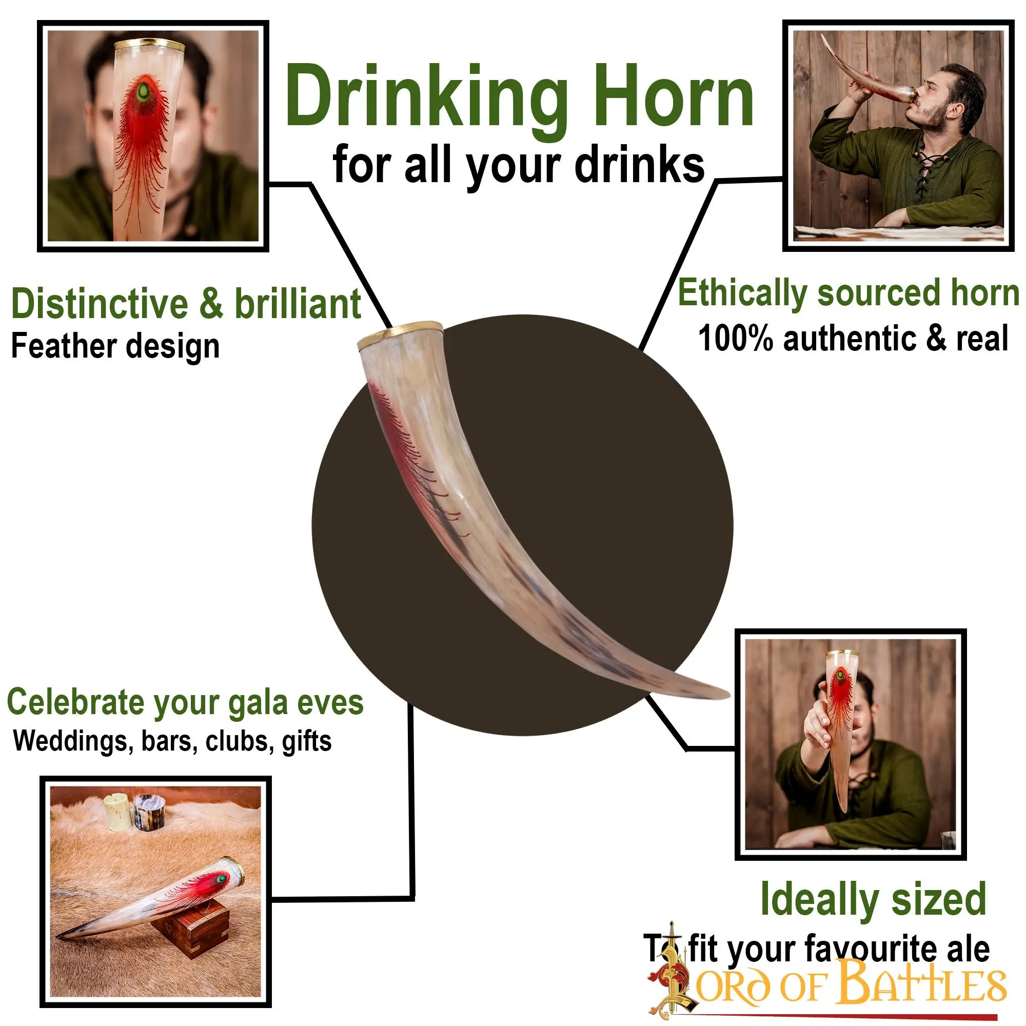 Drinking Horn With Brilliant Patterns Handcrafted Genuine Ox Horn - Image 4