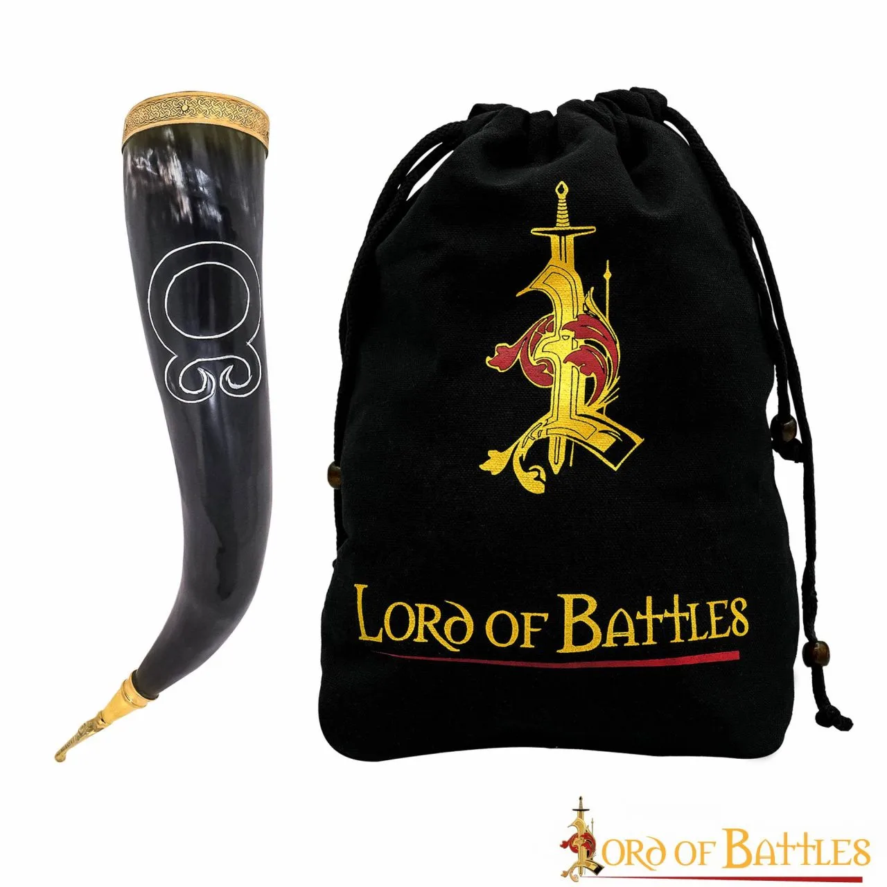 Troll Cross Viking Drinking Horn With Pure Brass Fittings Handcrafted Genuine Ox Horn