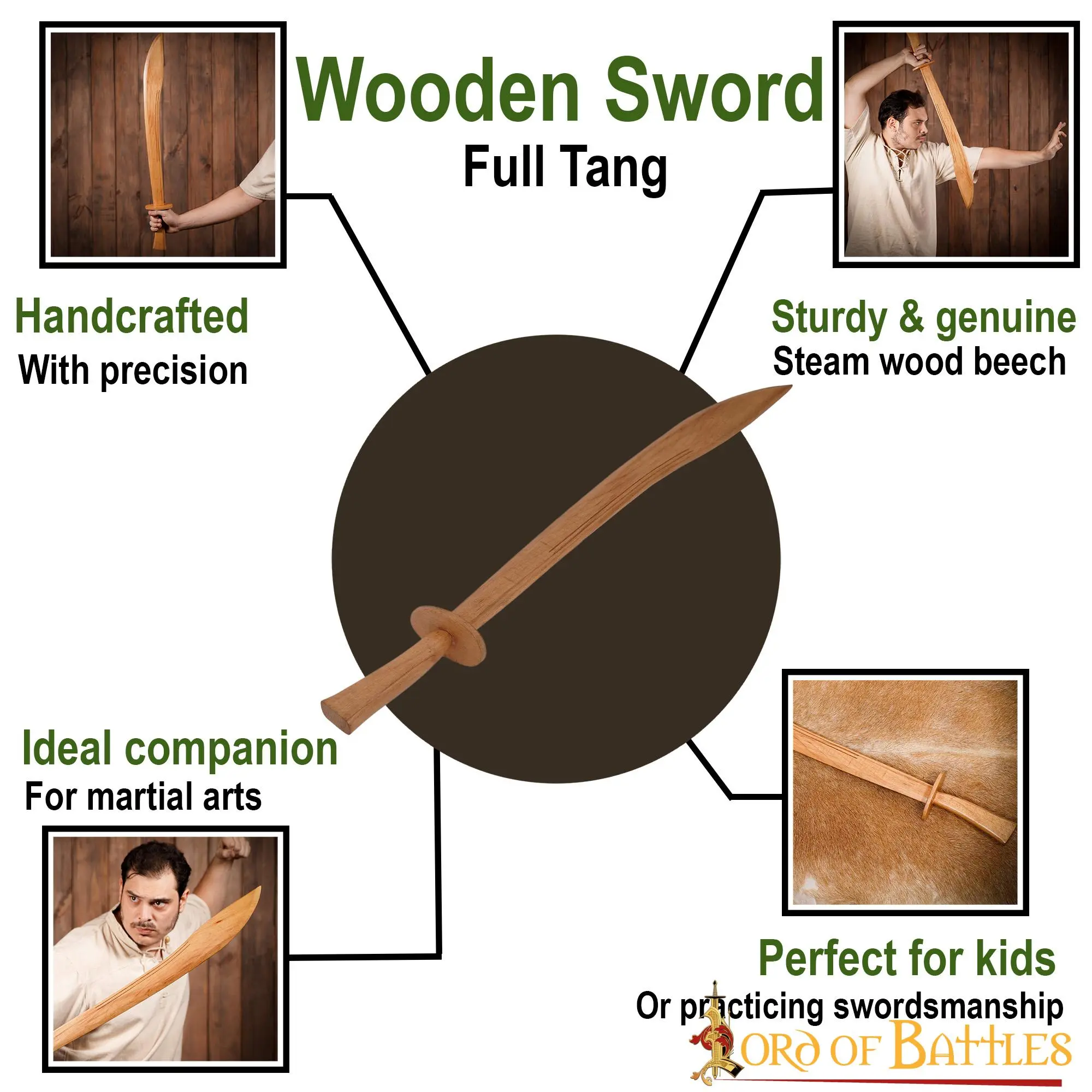 Handcrafted Cutlass Wooden Sword Ethically Sourced Wood - Image 4