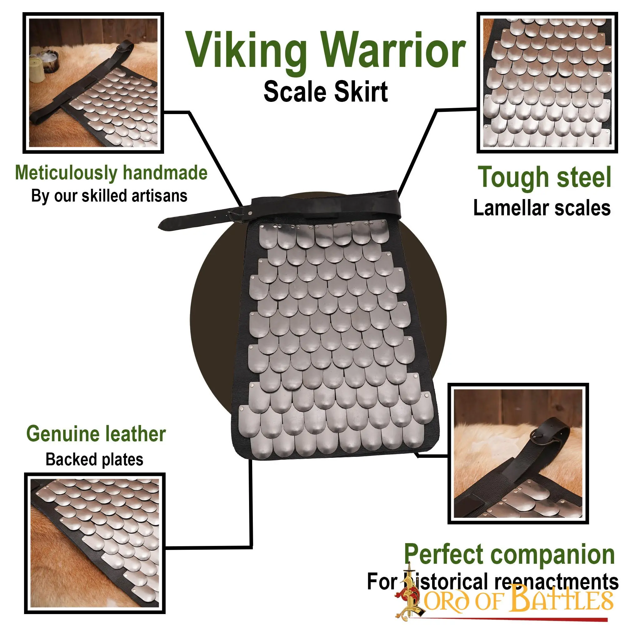 Viking Warrior Scale Skirt Genuine Leather And 20 Gauge Steel Scales - Image 5