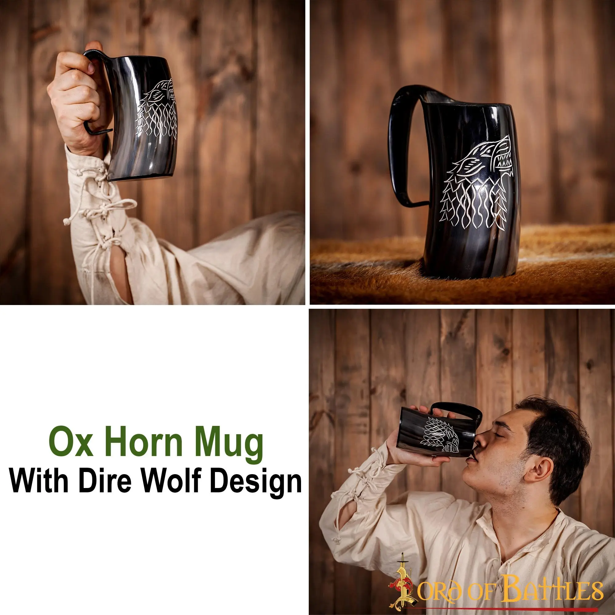 Medieval Viking Horn Tankard Beer Mug Handcrafted Genuine Ox Horn - Image 5