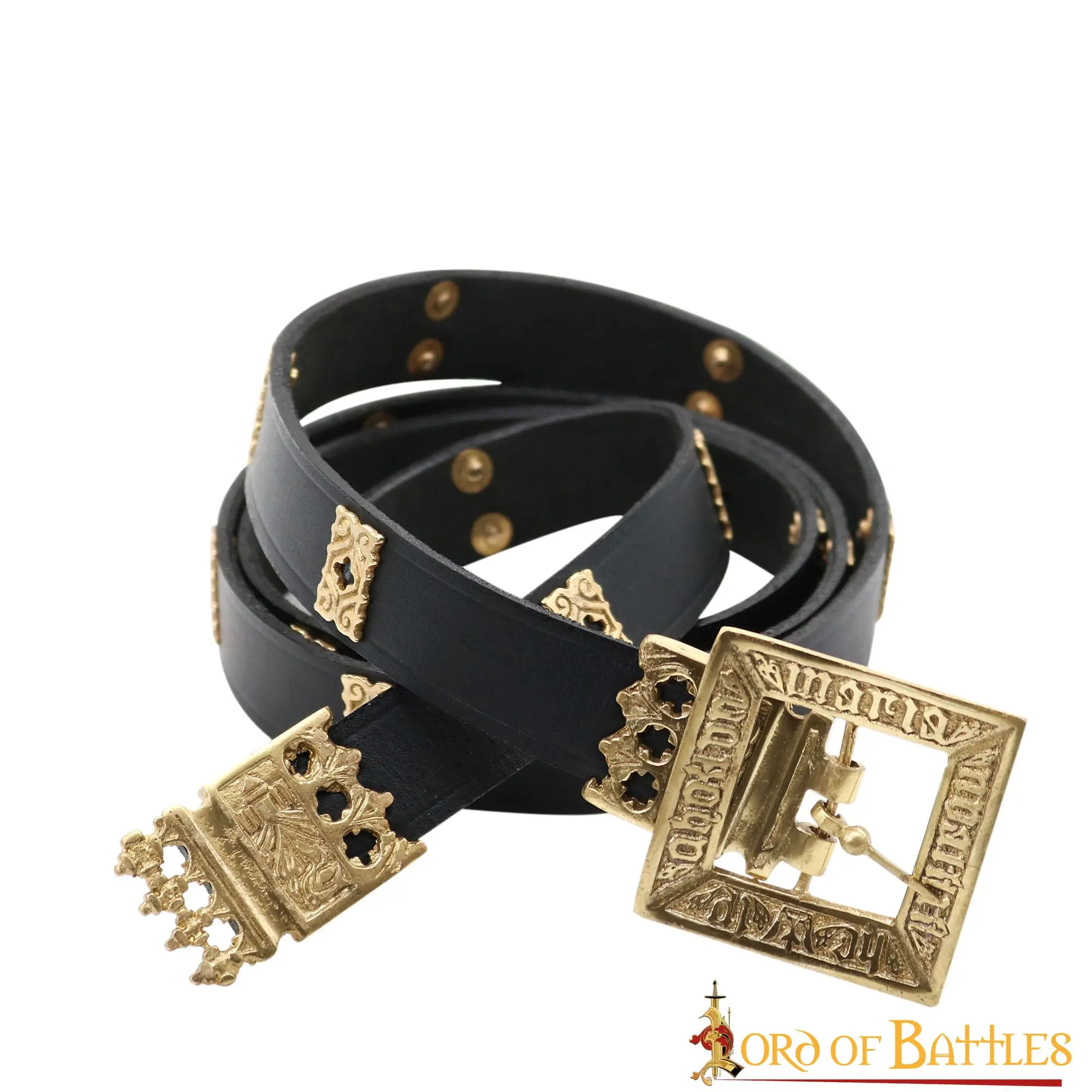 Medieval Eric Of Pomerania Leather Belt With Pure Brass Details - Image 2