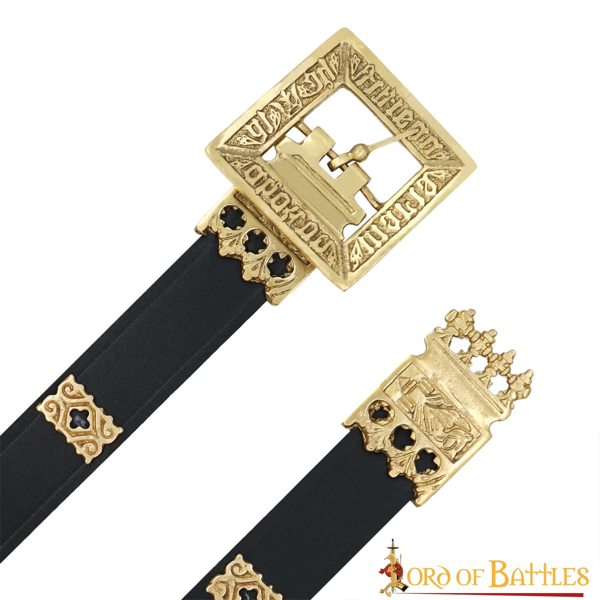 Medieval Eric Of Pomerania Leather Belt With Pure Brass Details - Image 3